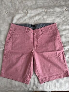 Ted Baker Men's Dusty Pink Flat Front Cotton Shorts